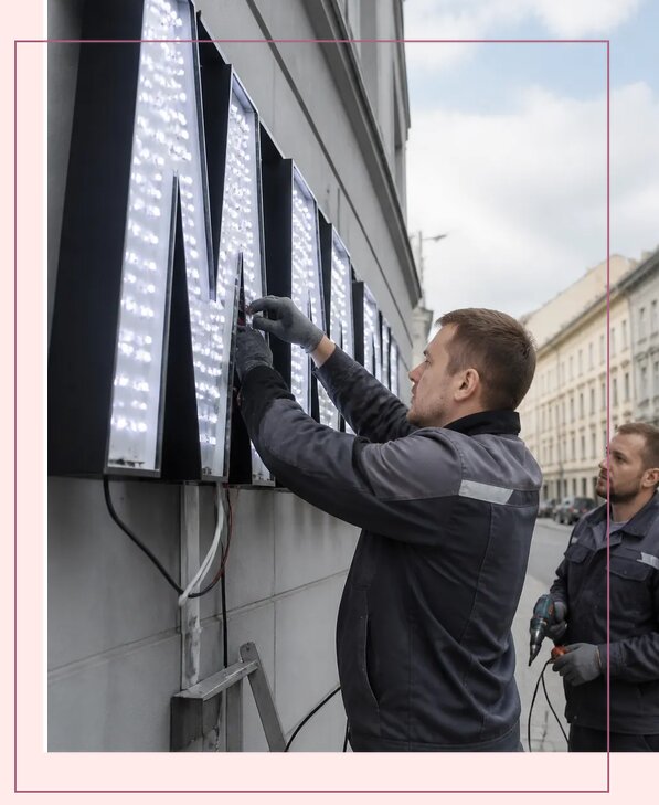 Изготовление и монтаж светодиодных LED вывесок в Ломоносове