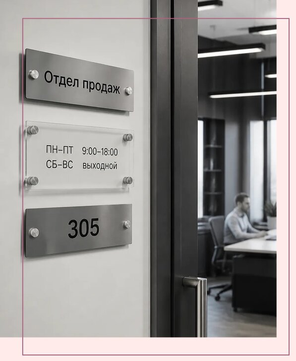 Офисные таблички на дверь в Ломоносове по цене от 5020 р. | Аванза-Лмн